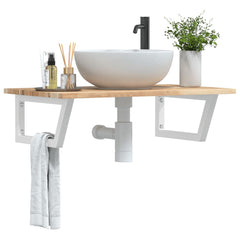 vidaXL Basin Shelf Wall Mounted Steel and Solid Wood Acacia 1