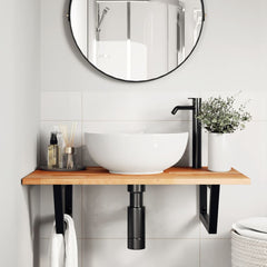 vidaXL Basin Shelf Wall Mounted Steel and Solid Wood Acacia 3