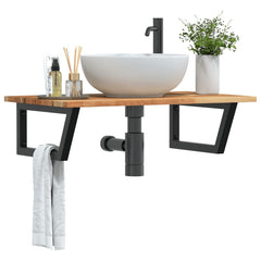 vidaXL Basin Shelf Wall Mounted Steel and Solid Wood Acacia 1