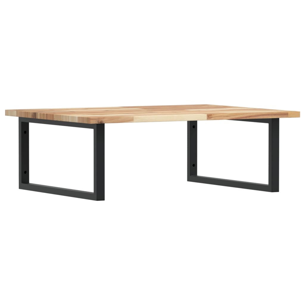 Basin Shelf Wall Mounted Steel and Solid Wood Acacia Rectangular Depth 60 cm Brown and black 80 cm 2 cm