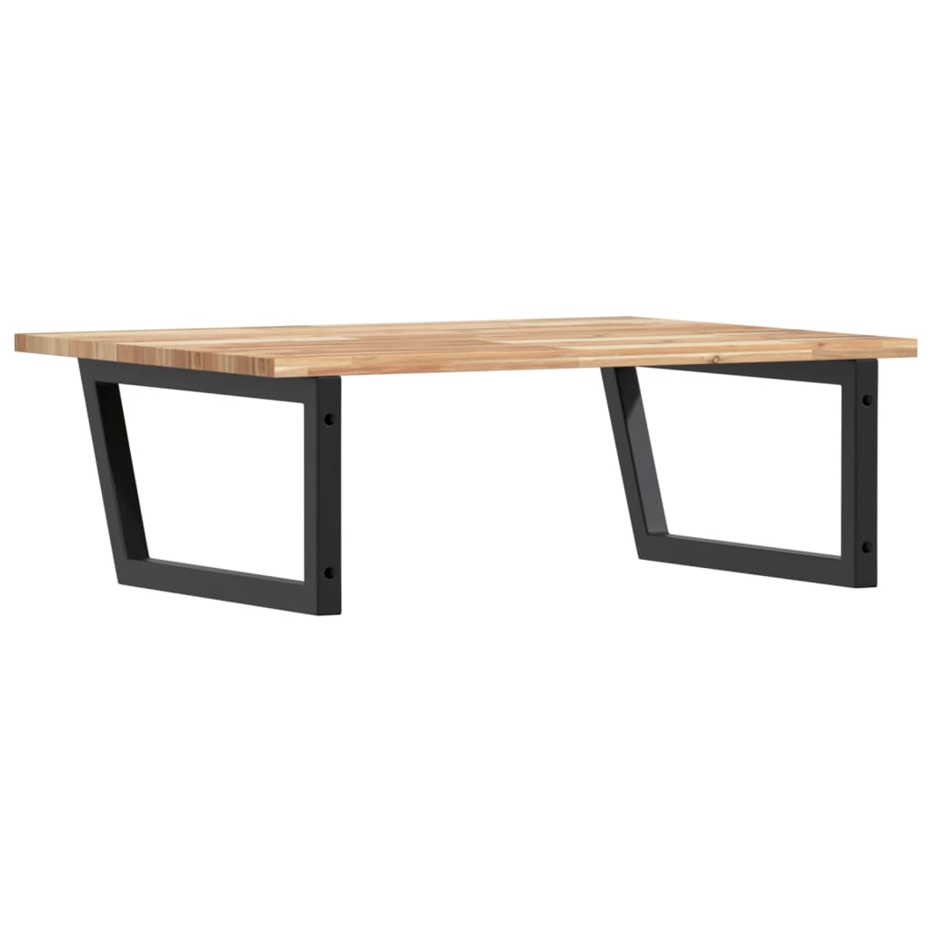 Basin Shelf Wall Mounted Steel and Solid Wood Acacia Trapezium Depth 60 cm Brown and black 80 cm 2 cm