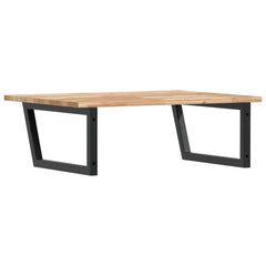 Basin Shelf Wall Mounted Steel and Solid Wood Acacia Trapezium Depth 60 cm Brown and black 80 cm 2 cm