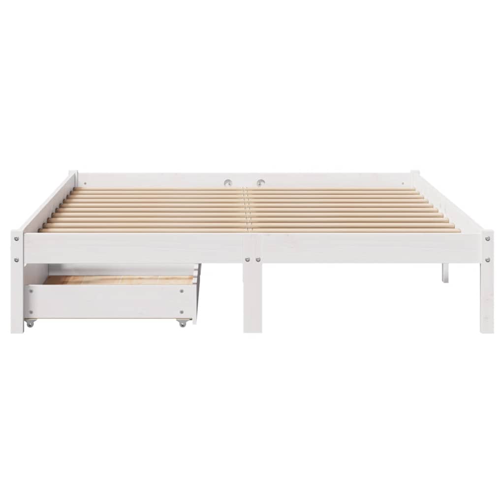 vidaXL Bed Frame without Mattress White 135x190 cm Solid Wood Pine 4