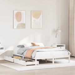 vidaXL Bed Frame without Mattress White 135x190 cm Solid Wood Pine 1