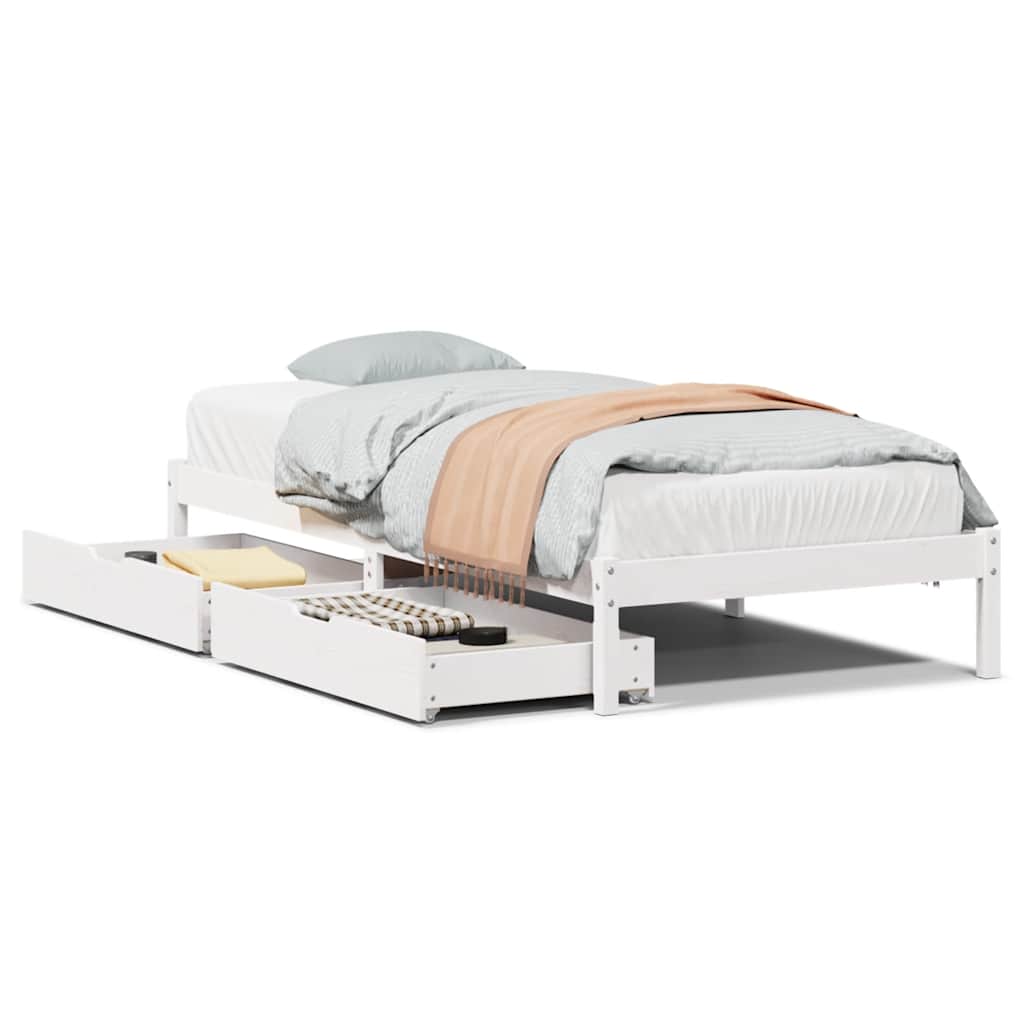 vidaXL Bed Frame without Mattress White 90x200 cm Solid Wood Pine 2