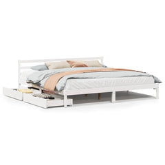 vidaXL Bed Frame without Mattress White 200x200 cm Solid Wood Pine 2