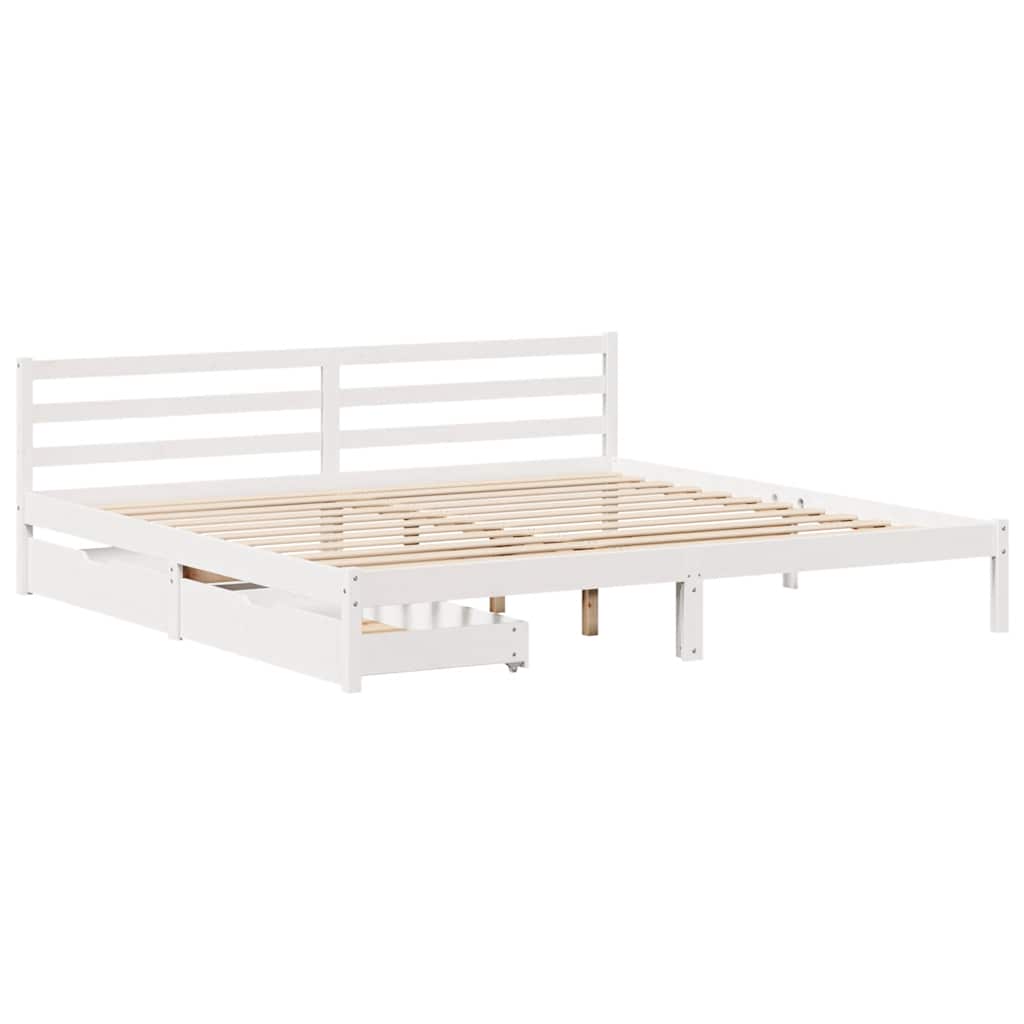 vidaXL Bed Frame without Mattress White 200x200 cm Solid Wood Pine 3