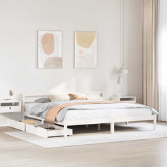 vidaXL Bed Frame without Mattress White 200x200 cm Solid Wood Pine 1