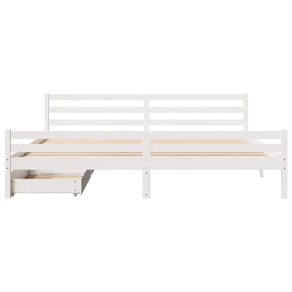 vidaXL Bed Frame without Mattress White 200x200 cm Solid Wood Pine 4