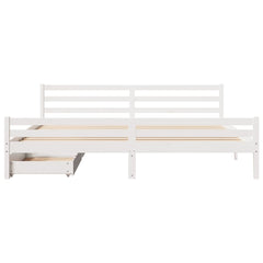 vidaXL Bed Frame without Mattress White 200x200 cm Solid Wood Pine 4