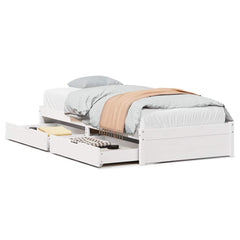vidaXL Bed Frame White 75 x 190 cm Solid pinewood 2