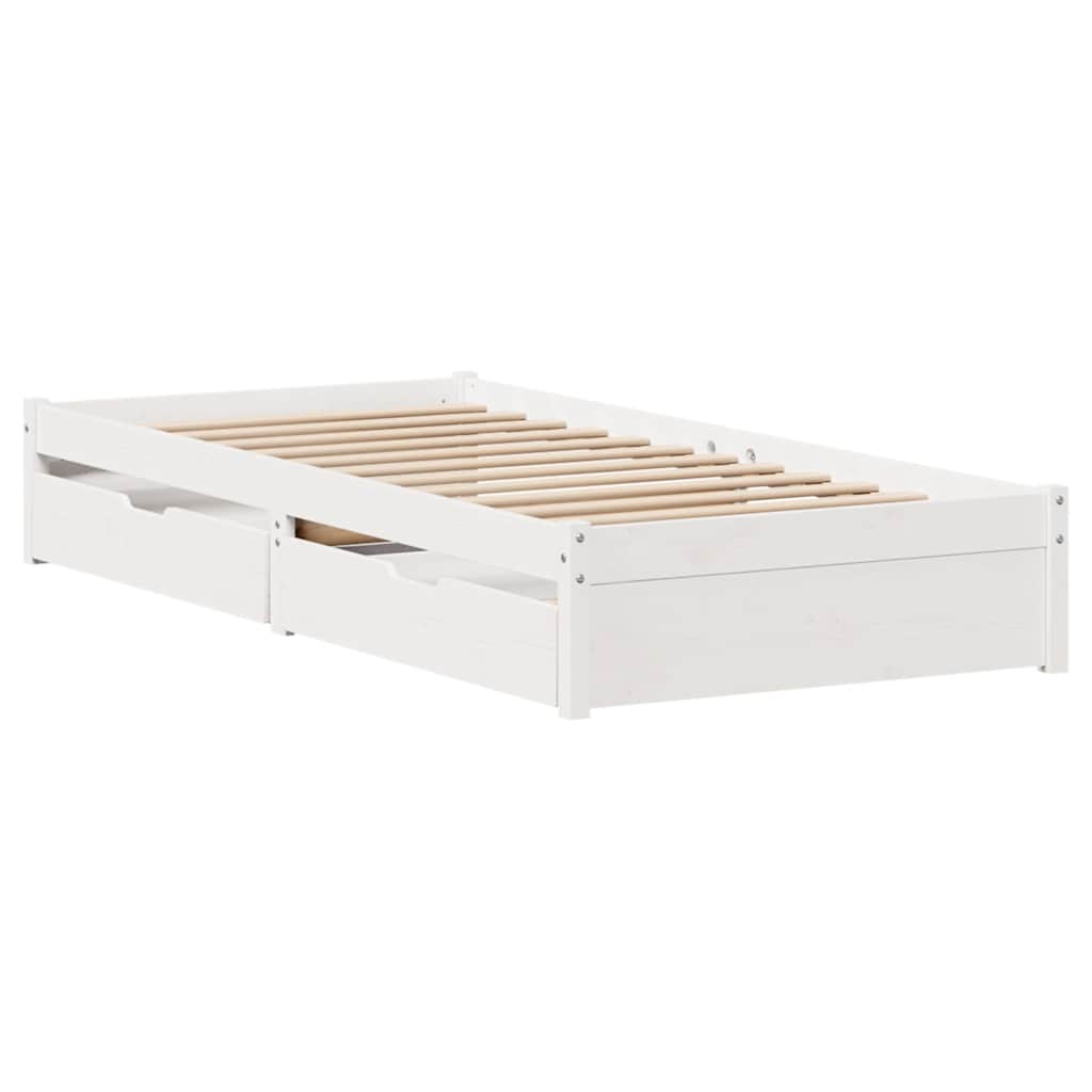 vidaXL Bed Frame White 75 x 190 cm Solid pinewood 3