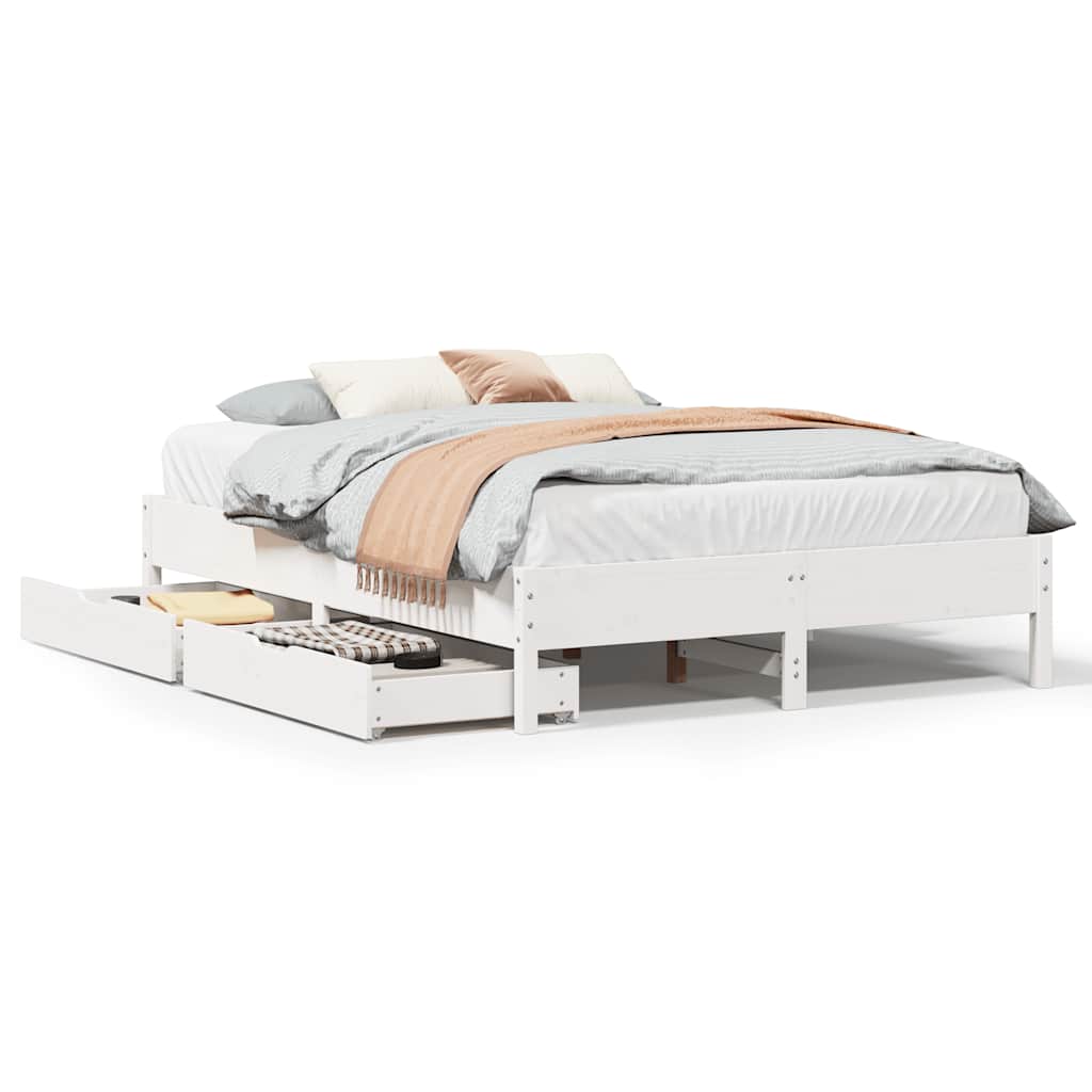 vidaXL Bed Frame without Mattress White 160x200 cm Solid Wood Pine 2