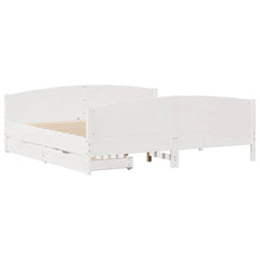 vidaXL Bed Frame without Mattress White 160x200 cm Solid Wood Pine 3