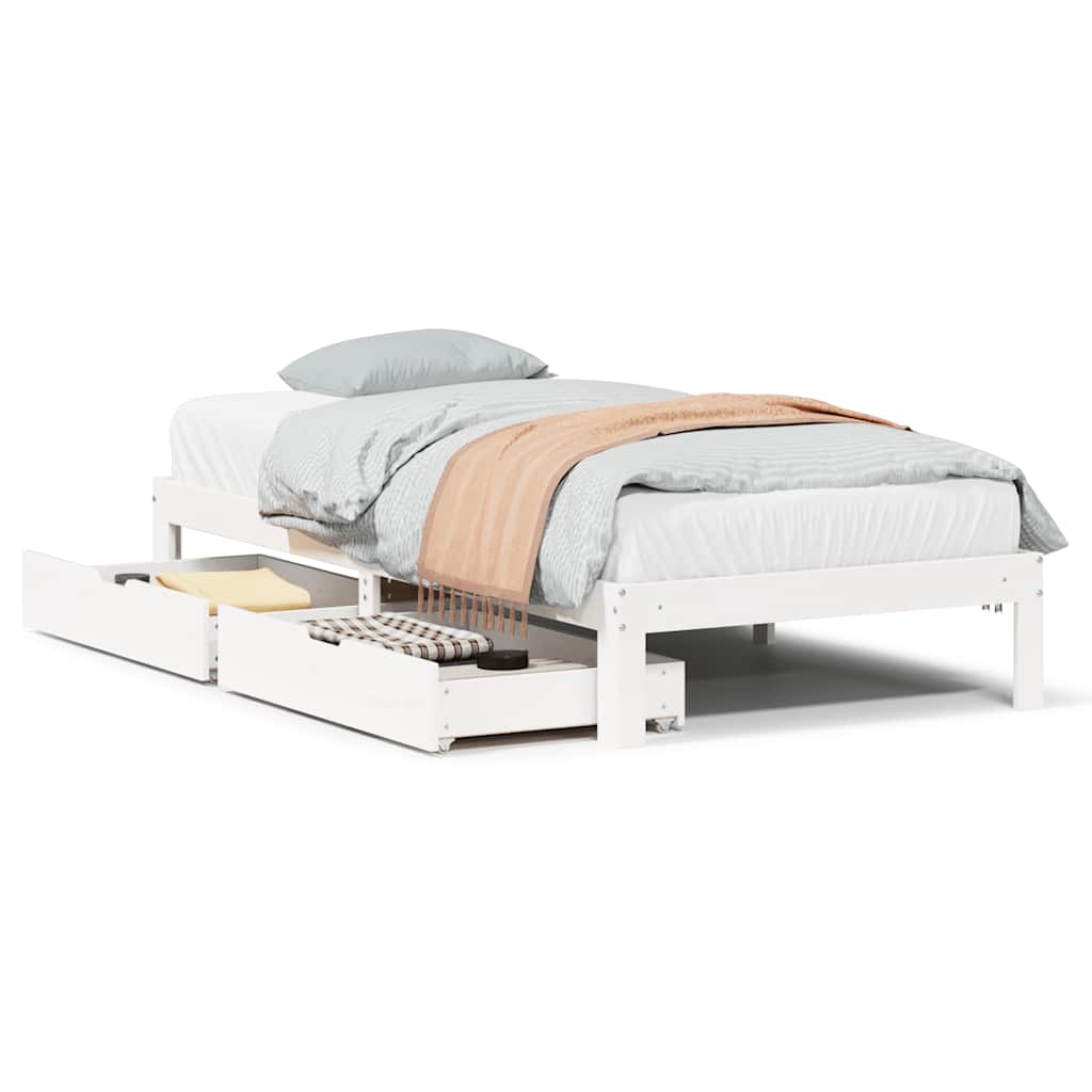 vidaXL Bed Frame with Drawers without Mattress White 90x200 cm 2
