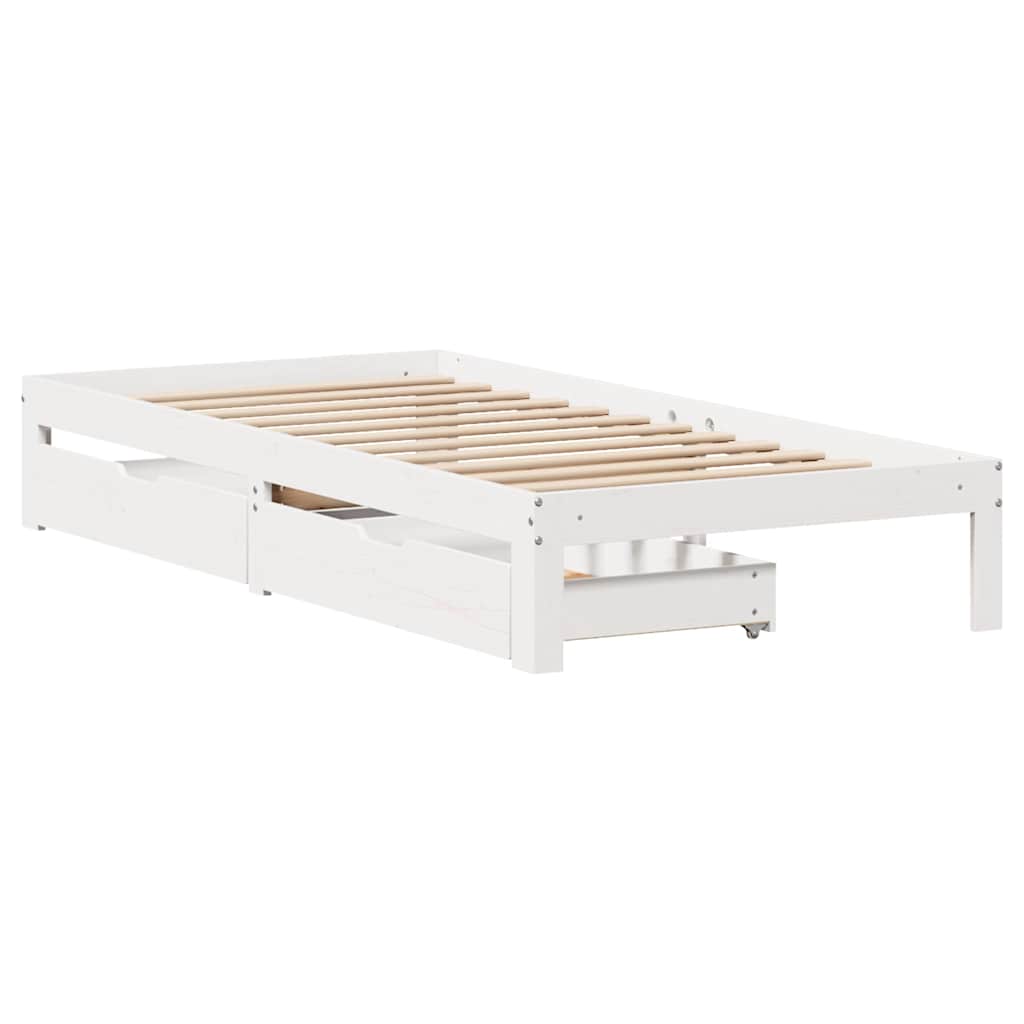 vidaXL Bed Frame with Drawers without Mattress White 90x200 cm 3