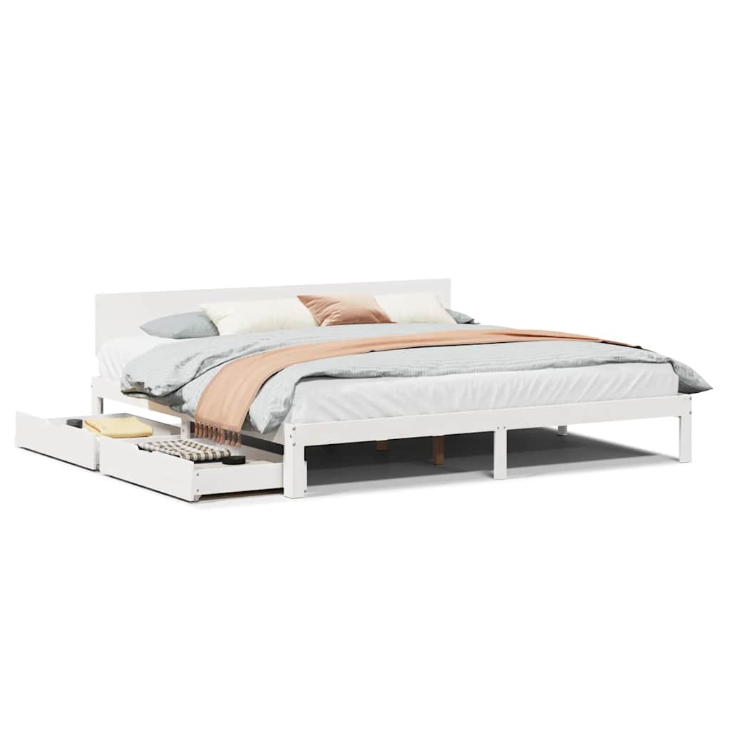 Bed Frame with Drawers without Mattress 200 x 200 cm