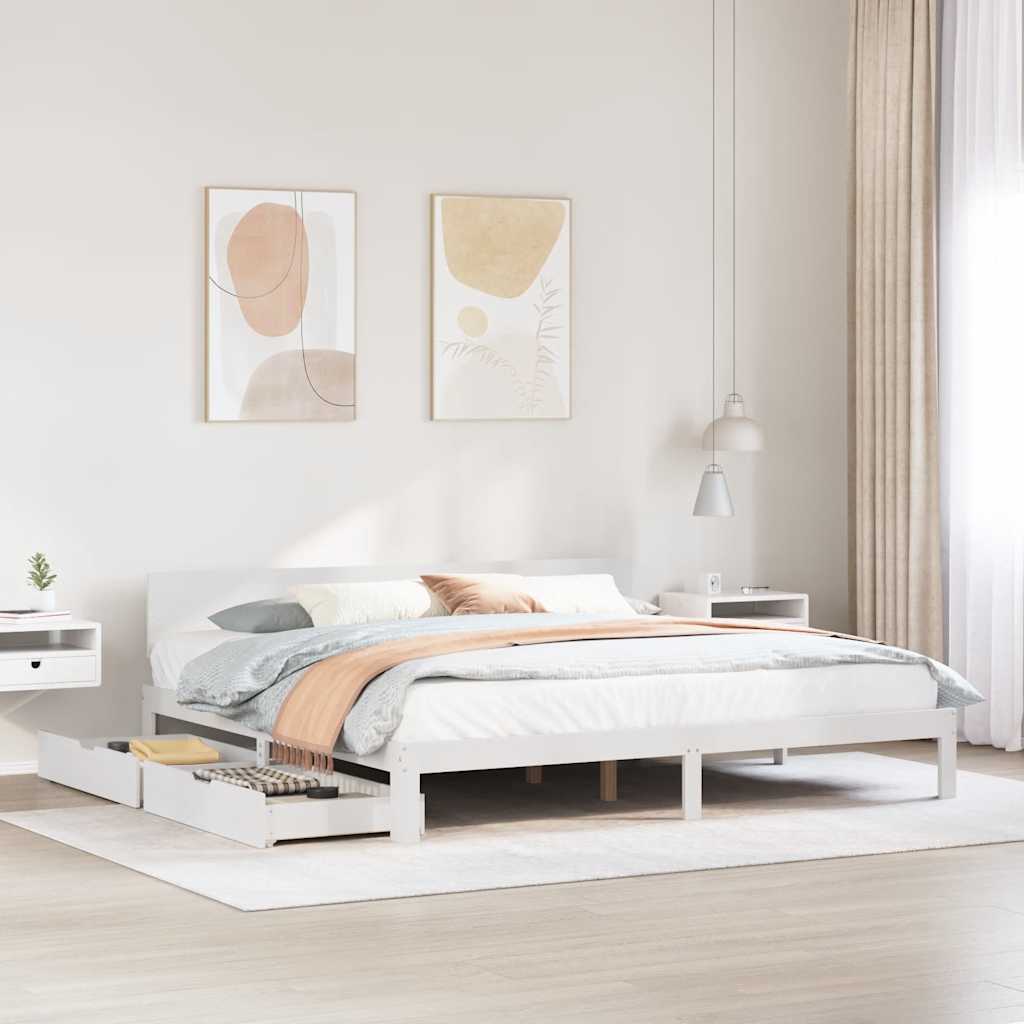 Bed Frame with Drawers without Mattress 200 x 200 cm