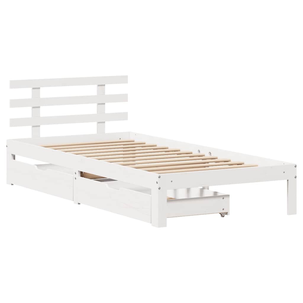 vidaXL Bed Frame with Drawers without Mattress White90x200 cm 3