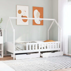Kids Bed Frame with Drawers without Mattress White 90 cm 200 cm