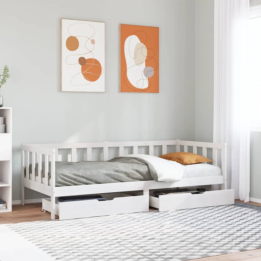 vidaXL Daybed 3 pcs White 80 x 200 cm Solid Pine Wood 1