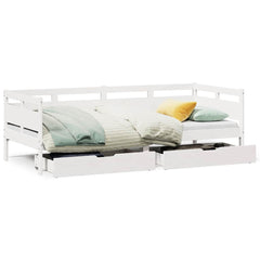 vidaXL Daybed with Drawers without Mattress White 90x200 cm Solid Wood 2