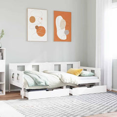 vidaXL Daybed with Drawers without Mattress White 90x200 cm Solid Wood 1