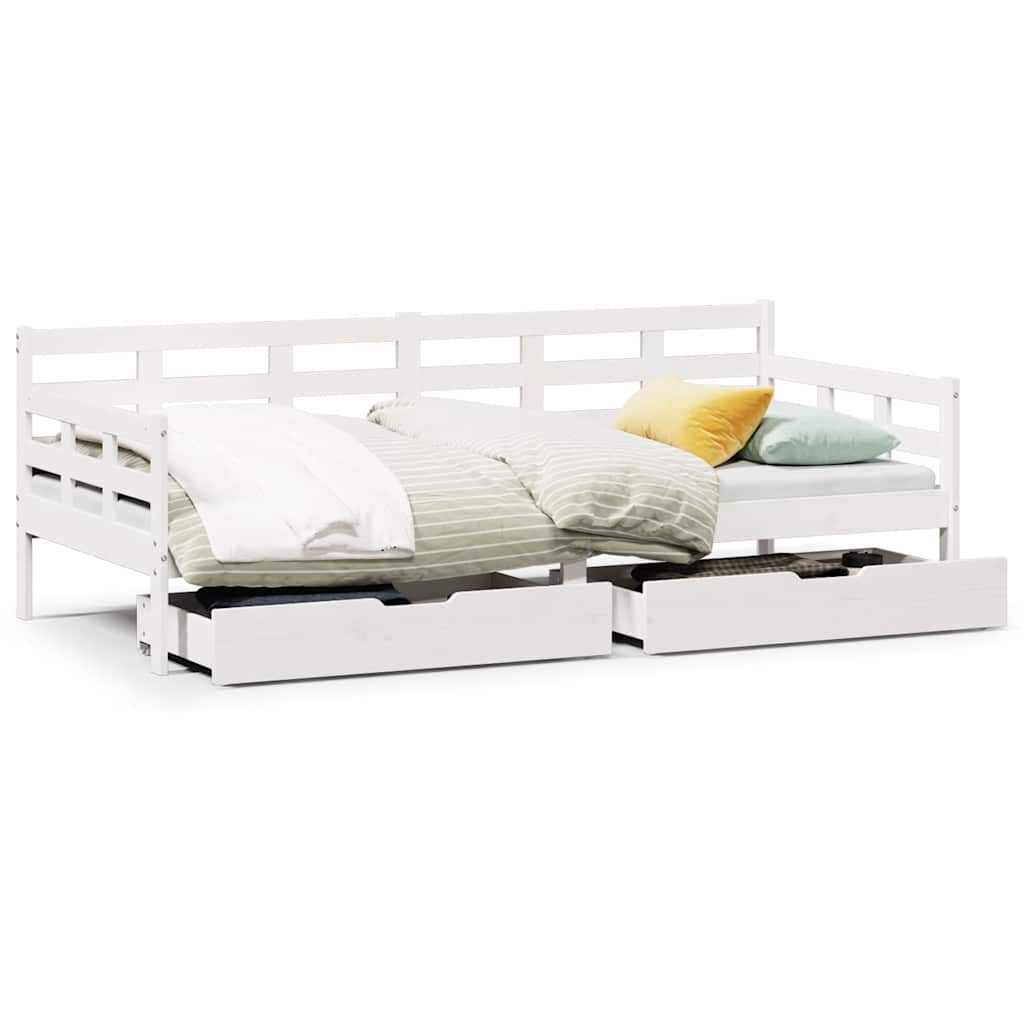 vidaXL Daybed with Drawers without Mattress White 90x190 cm Solid Wood 2