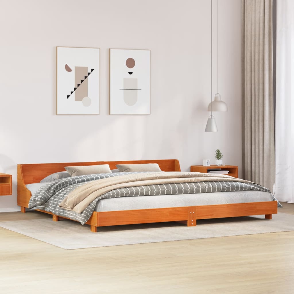 Bed Frame without Mattress Solid Wood Pine Length 200 cm Wax brown 200 cm