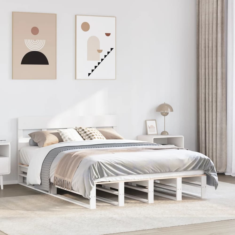 Bed Frame without Mattress Solid Wood Pine Length 200 cm White 120 cm