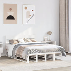 Bed Frame without Mattress Solid Wood Pine Length White