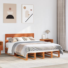 Bed Frame without Mattress Solid Wood Pine Length 190 cm Wax brown 140 cm
