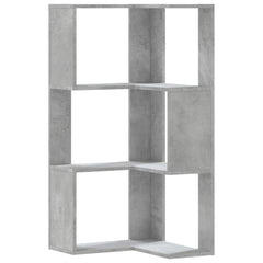 vidaXL Corner Bookcase 3-Tier Concrete Grey 50x50x102 cm Engineered Wood 2