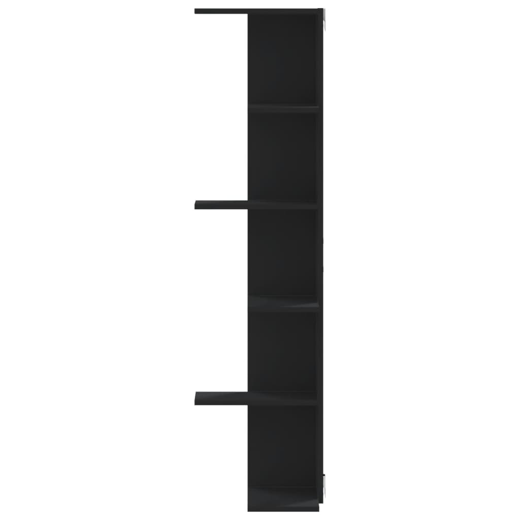 vidaXL Wall Corner Shelf Black 36.5x36.5x140 cm Engineered Wood 4