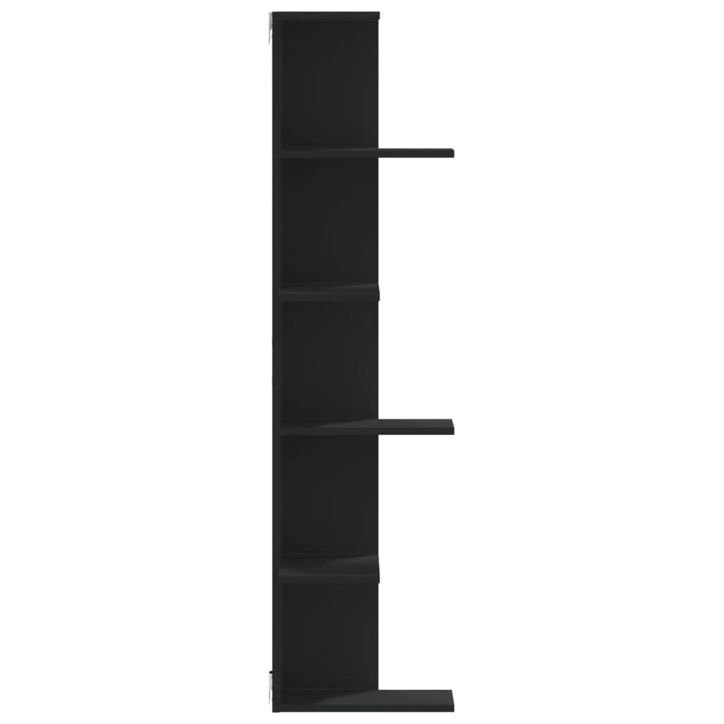 vidaXL Wall Corner Shelf Black 36.5x36.5x140 cm Engineered Wood 5