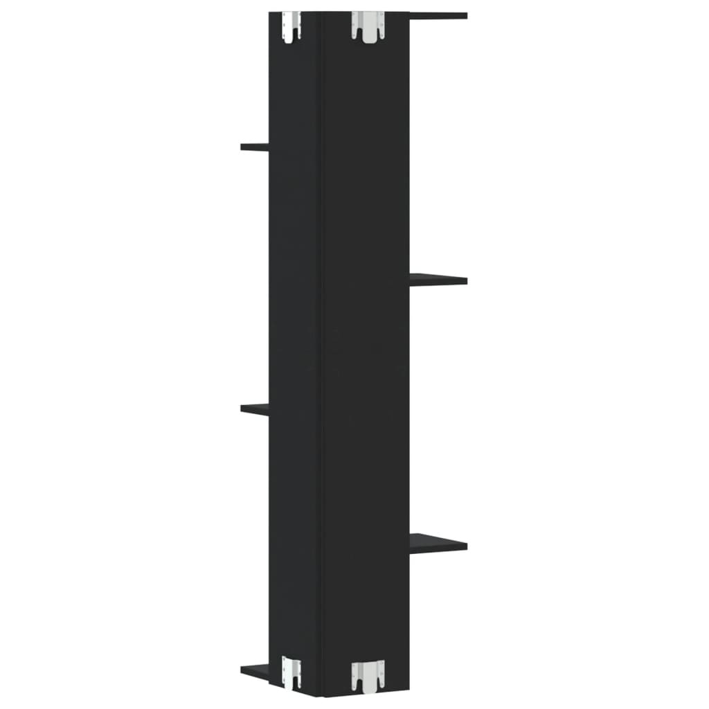 vidaXL Wall Corner Shelf Black 36.5x36.5x140 cm Engineered Wood 6