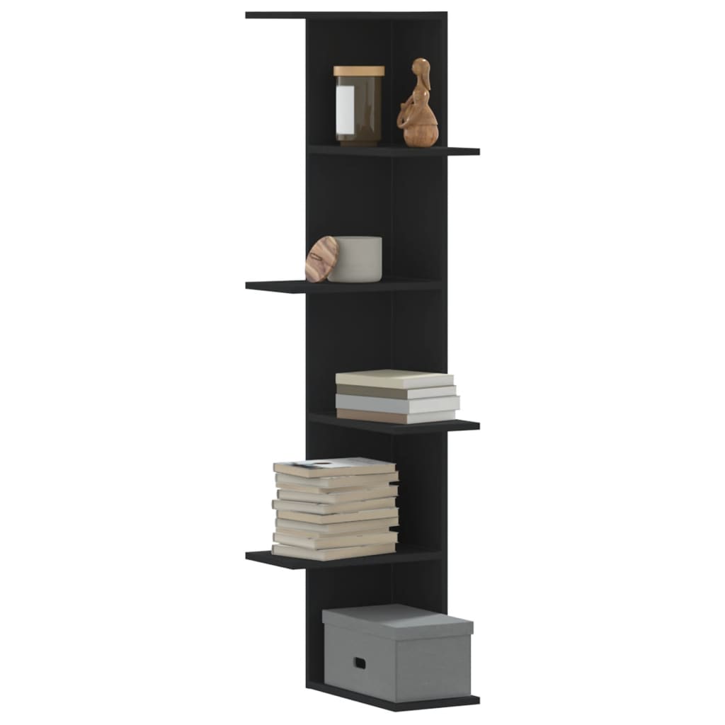 vidaXL Wall Corner Shelf Black 36.5x36.5x140 cm Engineered Wood 1
