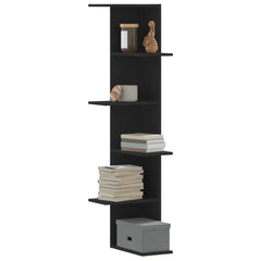 vidaXL Wall Corner Shelf Black 36.5x36.5x140 cm Engineered Wood 1