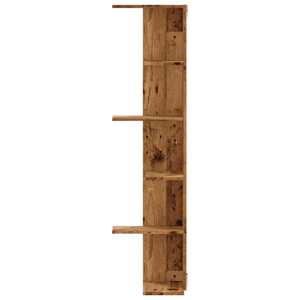 vidaXL Wall Corner Shelf Old Wood 36.5x36.5x140 cm Engineered Wood 4