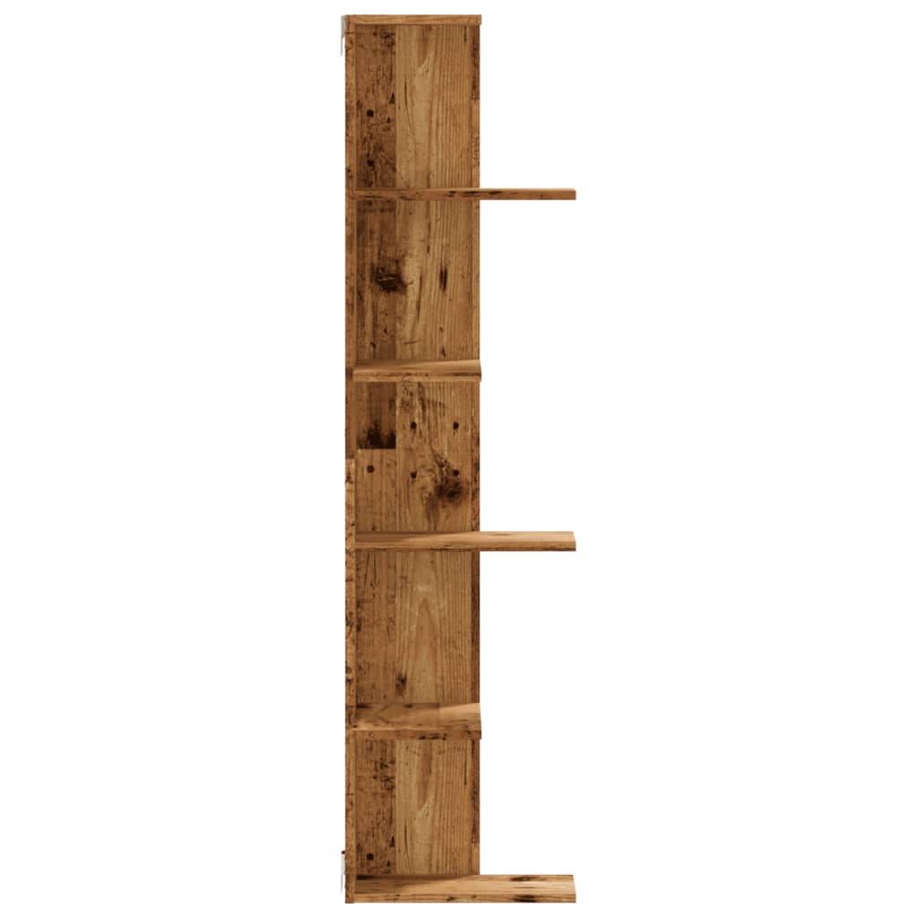 vidaXL Wall Corner Shelf Old Wood 36.5x36.5x140 cm Engineered Wood 5