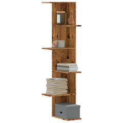 vidaXL Wall Corner Shelf Old Wood 36.5x36.5x140 cm Engineered Wood 1