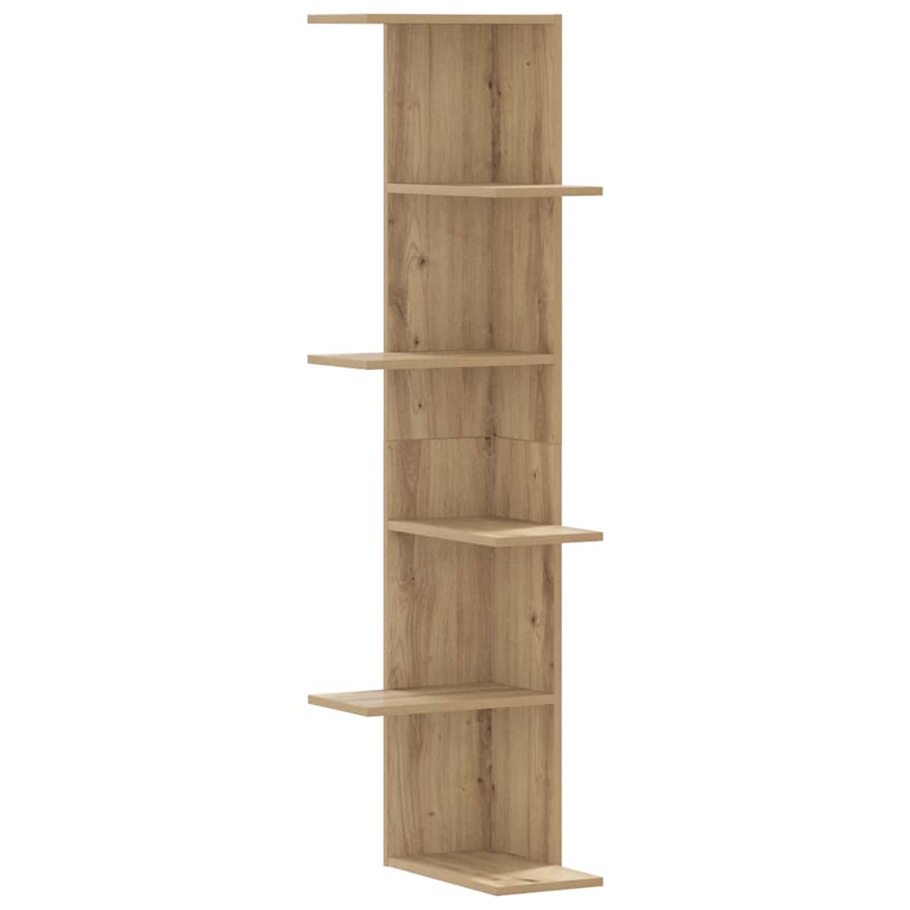 vidaXL Wall Corner Shelf Artisian Oak 36.5x36.5x140 cm Engineered Wood 2