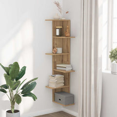 vidaXL Wall Corner Shelf Artisian Oak 36.5x36.5x140 cm Engineered Wood 1