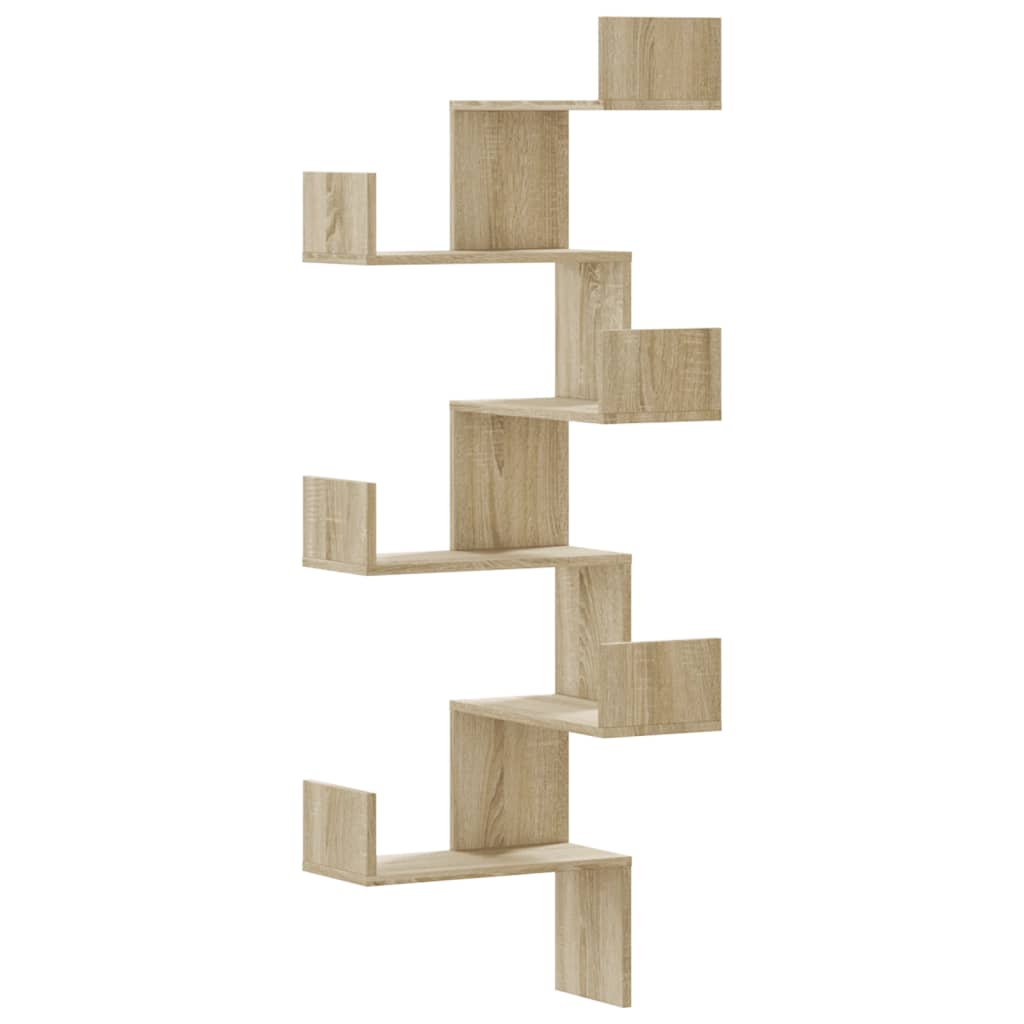 vidaXL Wall Corner Shelf Sonoma Oak 45x45x147 cm Engineered Wood 2