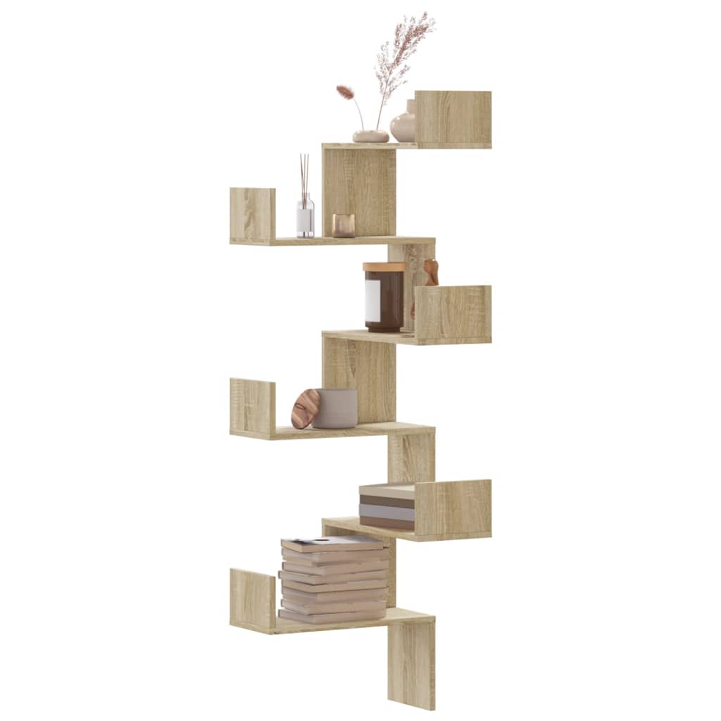 vidaXL Wall Corner Shelf Sonoma Oak 45x45x147 cm Engineered Wood 1