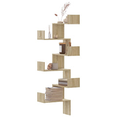 vidaXL Wall Corner Shelf Sonoma Oak 45x45x147 cm Engineered Wood 1
