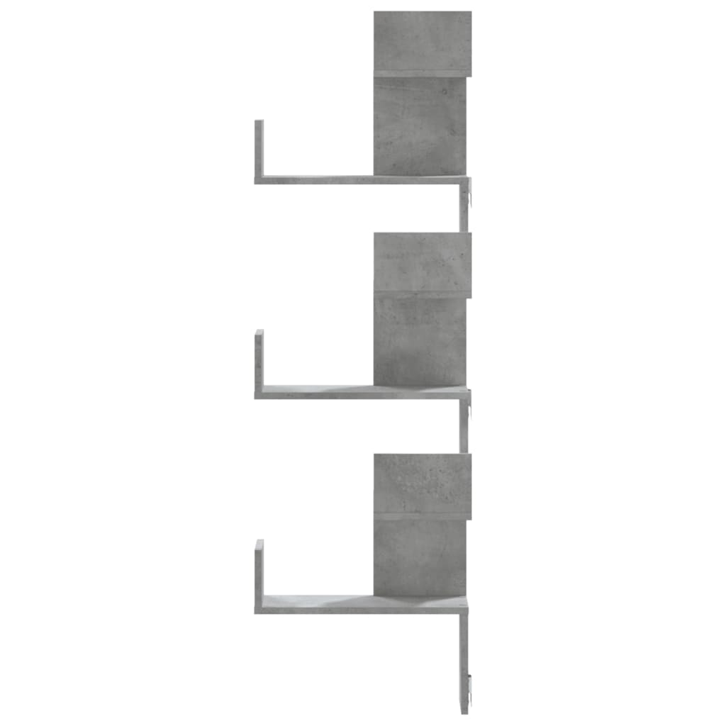 vidaXL Wall Corner Shelf Concrete Grey 45x45x147 cm Engineered Wood 4