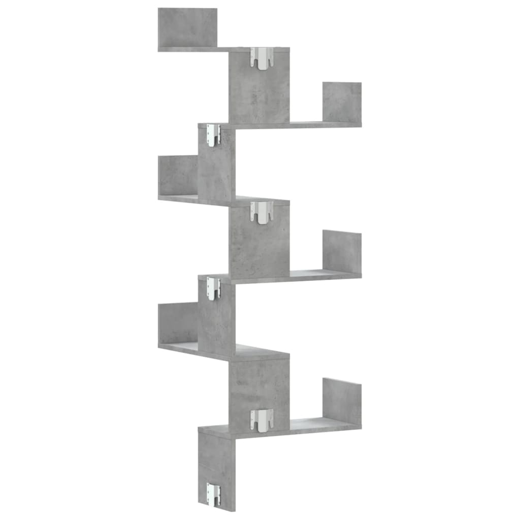 vidaXL Wall Corner Shelf Concrete Grey 45x45x147 cm Engineered Wood 6