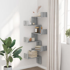 vidaXL Wall Corner Shelf Grey Sonoma 45x45x147 cm Engineered Wood 3