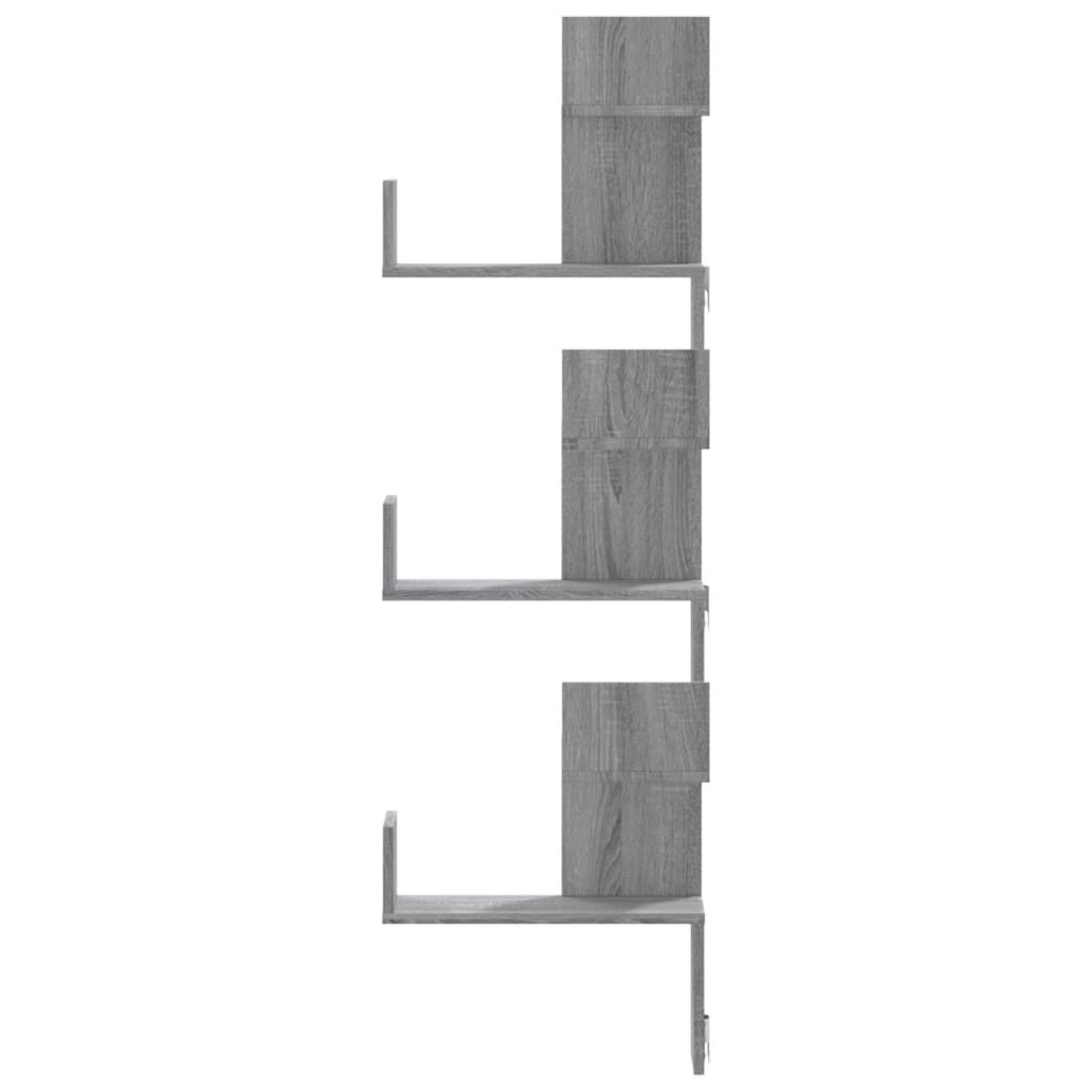 vidaXL Wall Corner Shelf Grey Sonoma 45x45x147 cm Engineered Wood 4